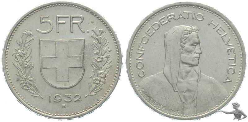 5 Franken 1932 B | Silber, Alphirte